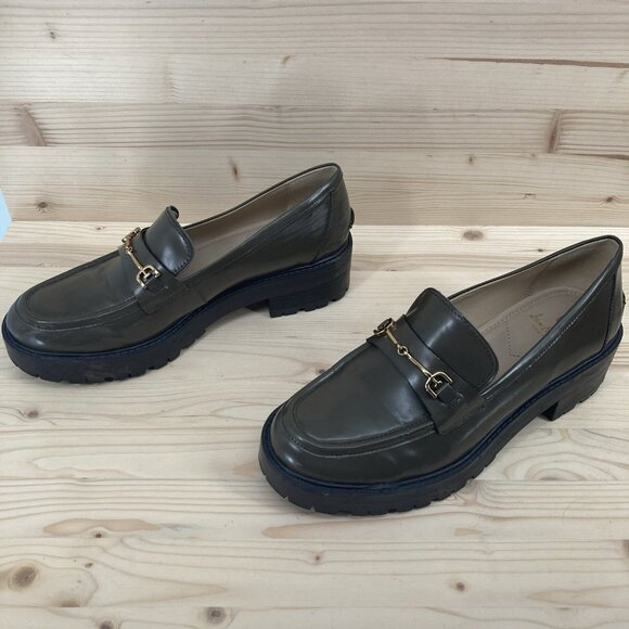 Sam Edelman Womens Penny Loafers Tully Shoes Sz 8.5 Alpine Green Gold Leather - Picture 2 of 16